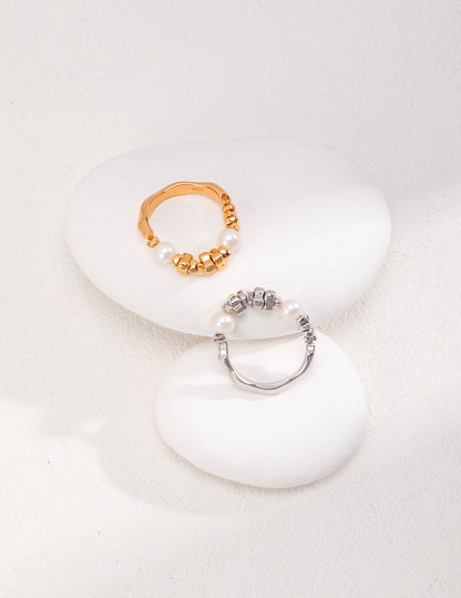 Dual-Tone Beaded Pearl Rings