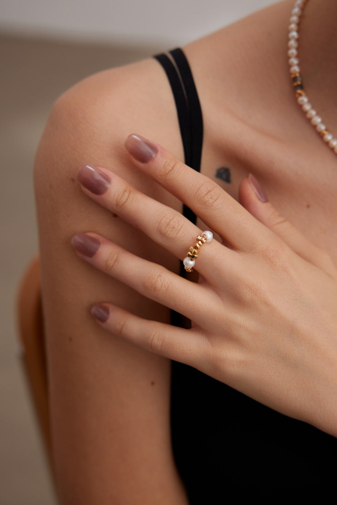 Dual-Tone Beaded Pearl Rings