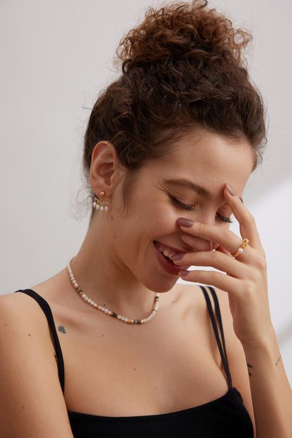 Dual-Tone Beaded Pearl Rings