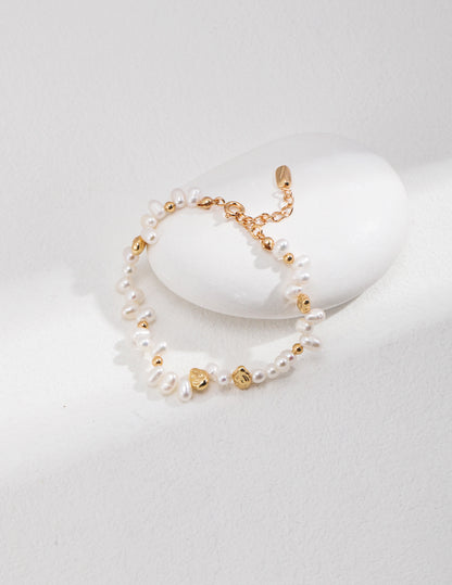 Golden Glow Freshwater Pearl Beaded Bracelet