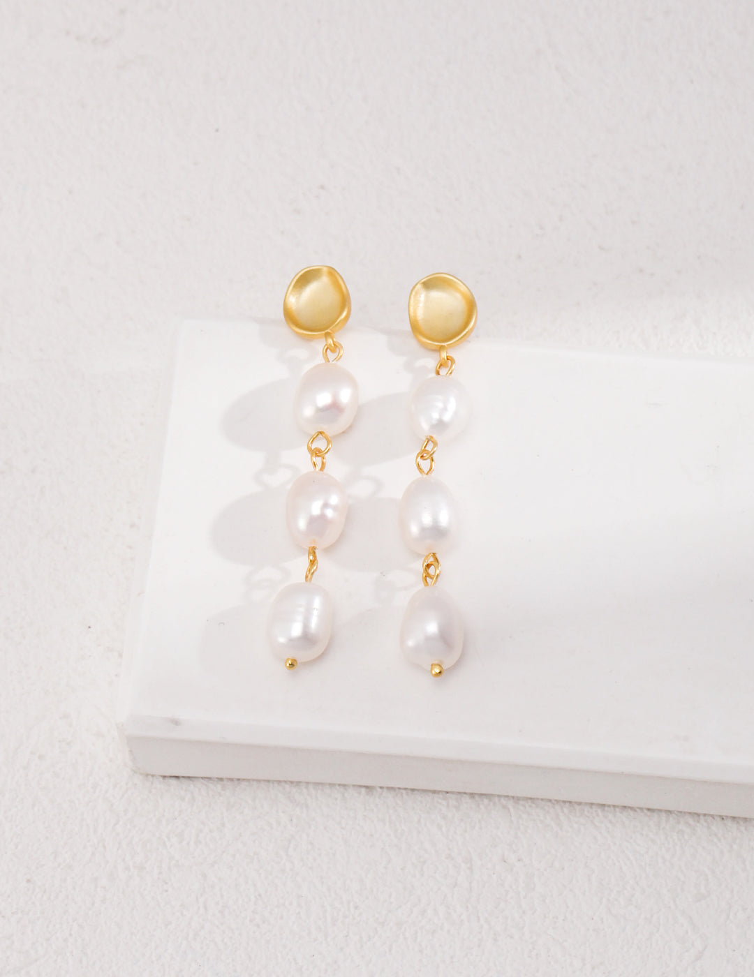 Golden Pearl Cascade Earrings