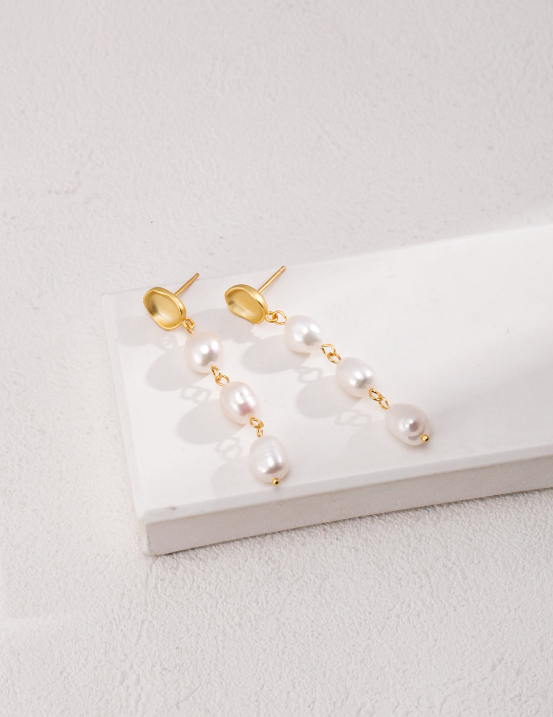 Golden Pearl Cascade Earrings