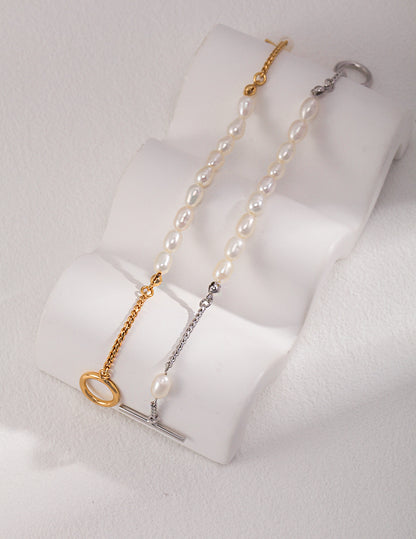 Golden Toggle Pearl Chain Bracelet