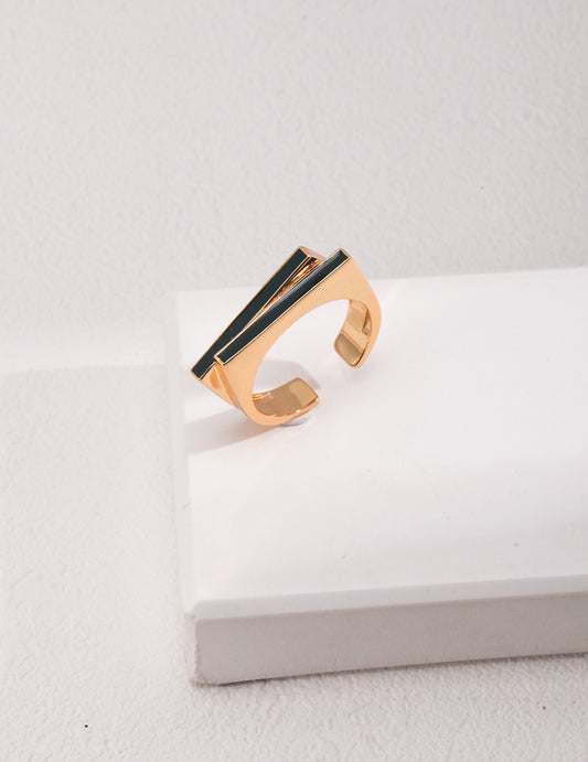 Geometric Gold Enamel Ring