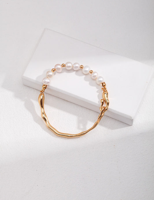 Molten Gold and Pearl Bracelet