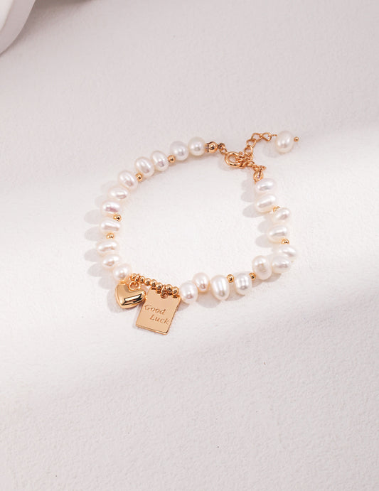 Good Luck Freshwater Pearl Charm Bracelet