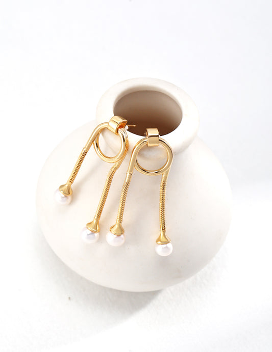 Twin Pearl Drop Earrings