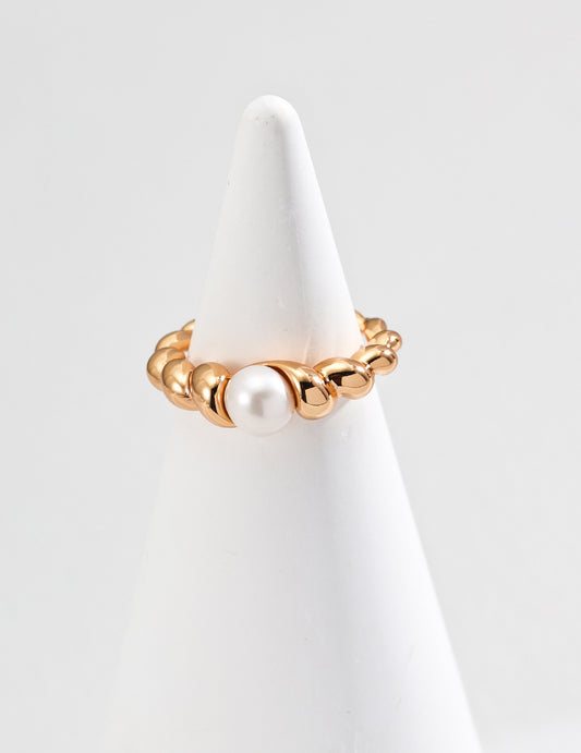 Twisted Golden Pearl Ring